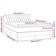 Vidaxl Box spring postelja z vzmetnico LED modra 140x190 cm blago