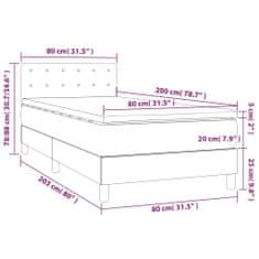 Vidaxl Box spring postelja z vzmetnico LED svetlo siva 80x200 cm žamet