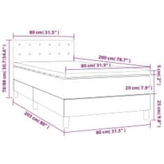 Vidaxl Box spring postelja z vzmetnico LED svetlo siva 80x200 cm blago