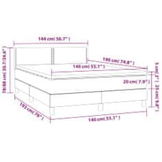 Vidaxl Box spring postelja z vzmetnico LED roza 140x190 cm žamet