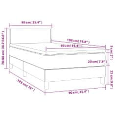 Greatstore Box spring postelja z vzmetnico LED roza 90x190 cm žamet