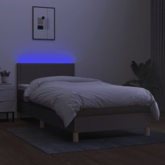 Vidaxl Box spring postelja z vzmetnico LED taupe 90x200 cm blago