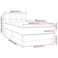 Vidaxl Box spring postelja z vzmetnico LED temno rjava 80x200 cm blago