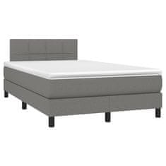 Vidaxl Box spring postelja z vzmetnico temno siva 120x190 cm blago