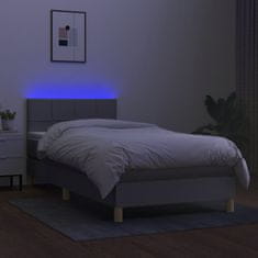 Vidaxl Box spring postelja z vzmetnico LED svetlo siva 80x200 cm blago