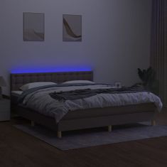 Vidaxl Box spring postelja z vzmetnico LED taupe 160x200 cm blago