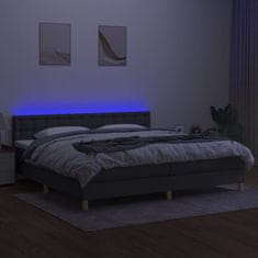 Vidaxl Box spring postelja z vzmetnico LED temno siva 200x200 cm blago