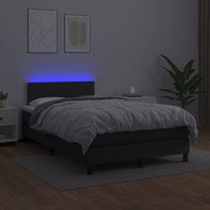 Vidaxl Box spring postelja z vzmetnico LED črna 120x200cm umetno usnje