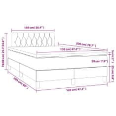 Vidaxl Box spring postelja z vzmetnico temno siva 120x200 cm žamet