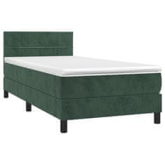 Vidaxl Box spring postelja z vzmetnico LED tem. zelena 80x200 cm žamet