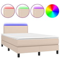 Vidaxl Box spring postelja z vzmetnico LED kapučino 120x200 cm