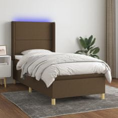 Vidaxl Box spring postelja z vzmetnico LED taupe 90x200 cm blago