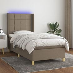 Vidaxl Box spring postelja z vzmetnico LED taupe 90x200 cm blago