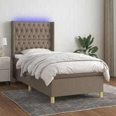 Vidaxl Box spring postelja z vzmetnico LED taupe 80x200 cm blago