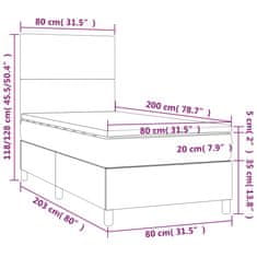 Vidaxl Box spring postelja z vzmetnico LED svetlo siva 80x200 cm blago