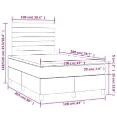 Vidaxl Box spring postelja z vzmetnico LED temno siva 120x200 cm blago