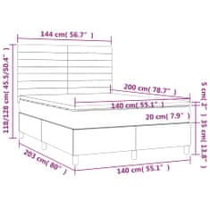 Vidaxl Box spring postelja z vzmetnico LED črna 140x200 cm blago