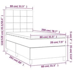 Vidaxl Box spring postelja z vzmetnico LED temno siva 80x200 cm blago