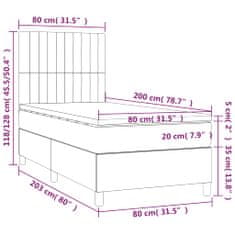 Vidaxl Box spring postelja z vzmetnico LED svetlo siva 80x200 cm žamet