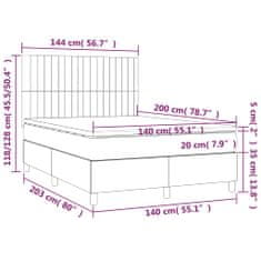 Vidaxl Box spring postelja z vzmetnico LED črna 140x200 cm blago