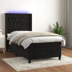 Vidaxl Box spring postelja z vzmetnico LED črna 100x200 cm žamet