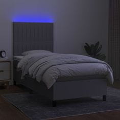 Vidaxl Box spring postelja z vzmetnico LED svetlo siva 80x200 cm blago