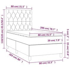 Vidaxl Box spring postelja z vzmetnico LED modra 80x200 cm blago