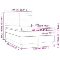 Vidaxl Box spring postelja z vzmetnico LED krem 140x190 cm blago