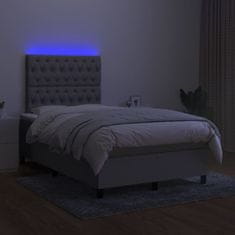 Vidaxl Box spring postelja z vzmetnico LED sv. siva 120x200 cm blago