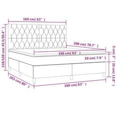 Vidaxl Box spring postelja z vzmetnico LED temno siva 160x200 cm žamet