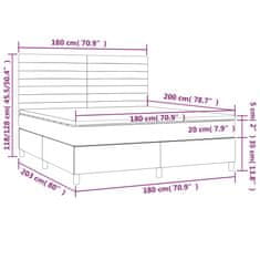 Vidaxl Box spring postelja z vzmetnico LED temno rjava 180x200cm blago