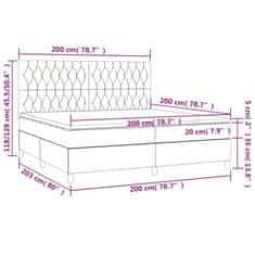 Vidaxl Box spring postelja z vzmetnico LED temno siva 200x200 cm blago