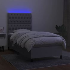 Vidaxl Box spring postelja z vzmetnico LED svetlo siva 80x200 cm blago