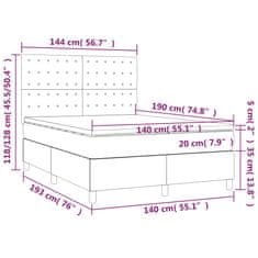 Vidaxl Box spring postelja z vzmetnico svetlo siv 140x190 cm žamet