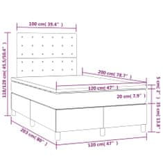 Vidaxl Box spring postelja z vzmetnico LED bela 120x200cm umetno usnje