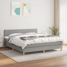 Vidaxl Box spring postelja z vzmetnico svetlo siva 160x200 cm žamet