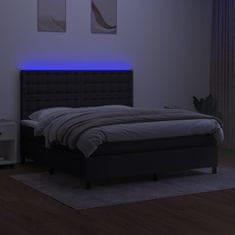 Vidaxl Box spring postelja z vzmetnico LED črna 180x200 cm blago