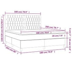 Vidaxl Box spring postelja z vzmetnico LED temno rjava 180x200cm blago