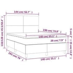 Vidaxl Box spring postelja z vzmetnico LED modra 140x190 cm blago