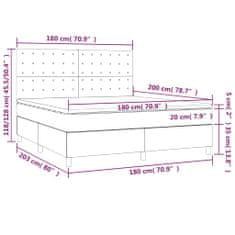 Vidaxl Box spring postelja z vzmetnico LED krem 180x200 cm blago