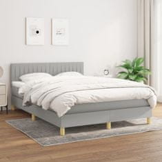 Vidaxl Box spring postelja z vzmetnico svetlo siva 140x200 cm blago