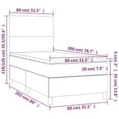 Vidaxl Box spring postelja z vzmetnico LED temno siva 80x200 cm žamet