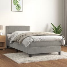 Vidaxl Box spring postelja z vzmetnico svetlo siva 90x200 cm žamet