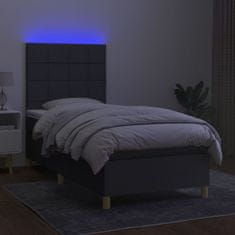 Vidaxl Box spring postelja z vzmetnico LED temno siva 100x200 cm blago