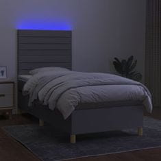 Vidaxl Box spring postelja z vzmetnico LED svetlo siva 80x200 cm blago