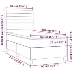 Vidaxl Box spring postelja z vzmetnico LED temno siva 90x200 cm žamet