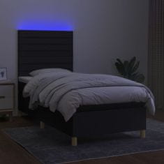 Vidaxl Box spring postelja z vzmetnico LED črna 90x190 cm blago