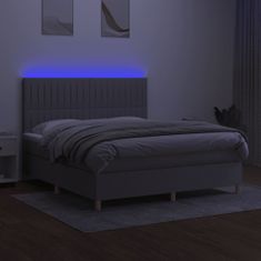 Vidaxl Box spring postelja z vzmetnico LED sv. siva 180x200 cm blago