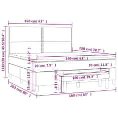 Vidaxl Box spring postelja z vzmetnico temno rjava 160x200 cm blago