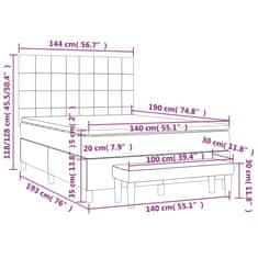 Vidaxl Box spring postelja z vzmetnico svetlo siv 140x190 cm žamet